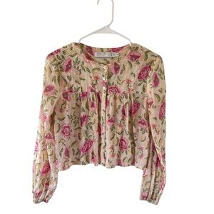 Christy Dawn Floral Blouse in Pink and Cream